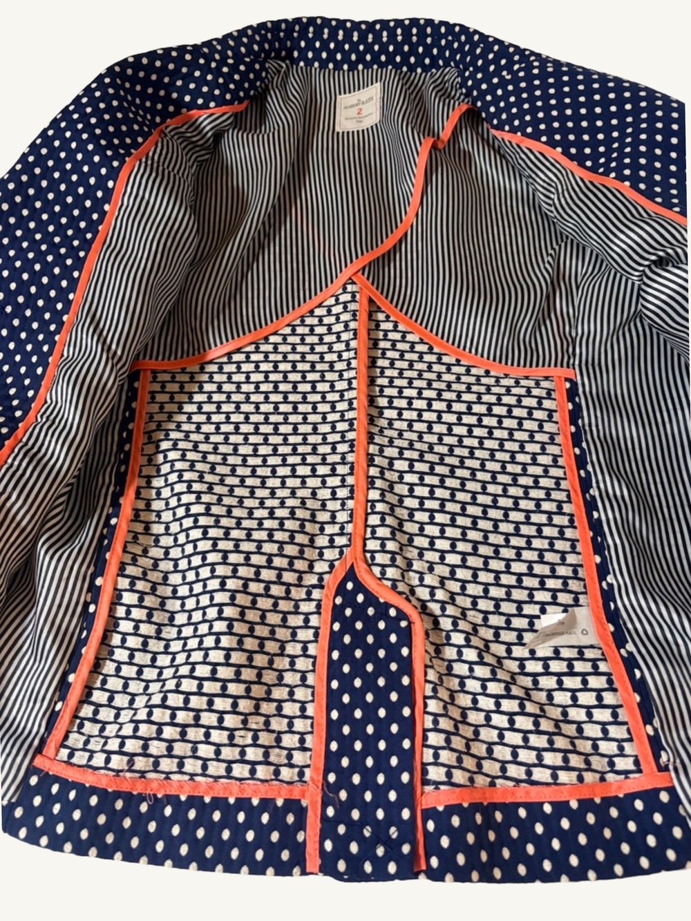 Gap Academy Blazer Womens 2 Navy Polka Dot Office Jacket - Picture 6 of 8